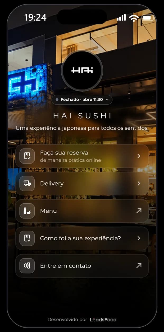 Mini site do Hai Sushi na LeadsFood — apresentação da casa no link exclusivo