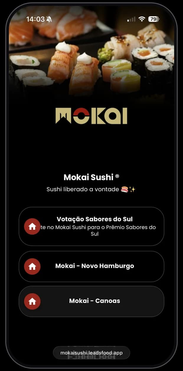 Mini site do Mokai na LeadsFood — apresentação da casa no link exclusivo