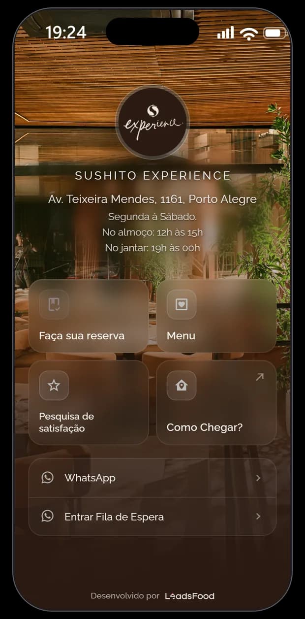 Mini site do Sushito Experience na LeadsFood — apresentação da casa no link exclusivo